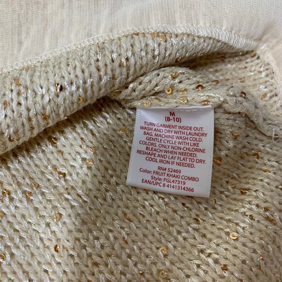 FADED GLORY Beige Sequin Long Sleeve Knit Sweater Medium - Picture 6 of 10